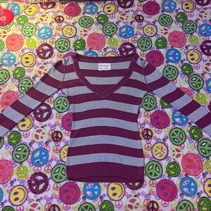 Purple/ burgundy and grey striped sweater like long sleeve shirt